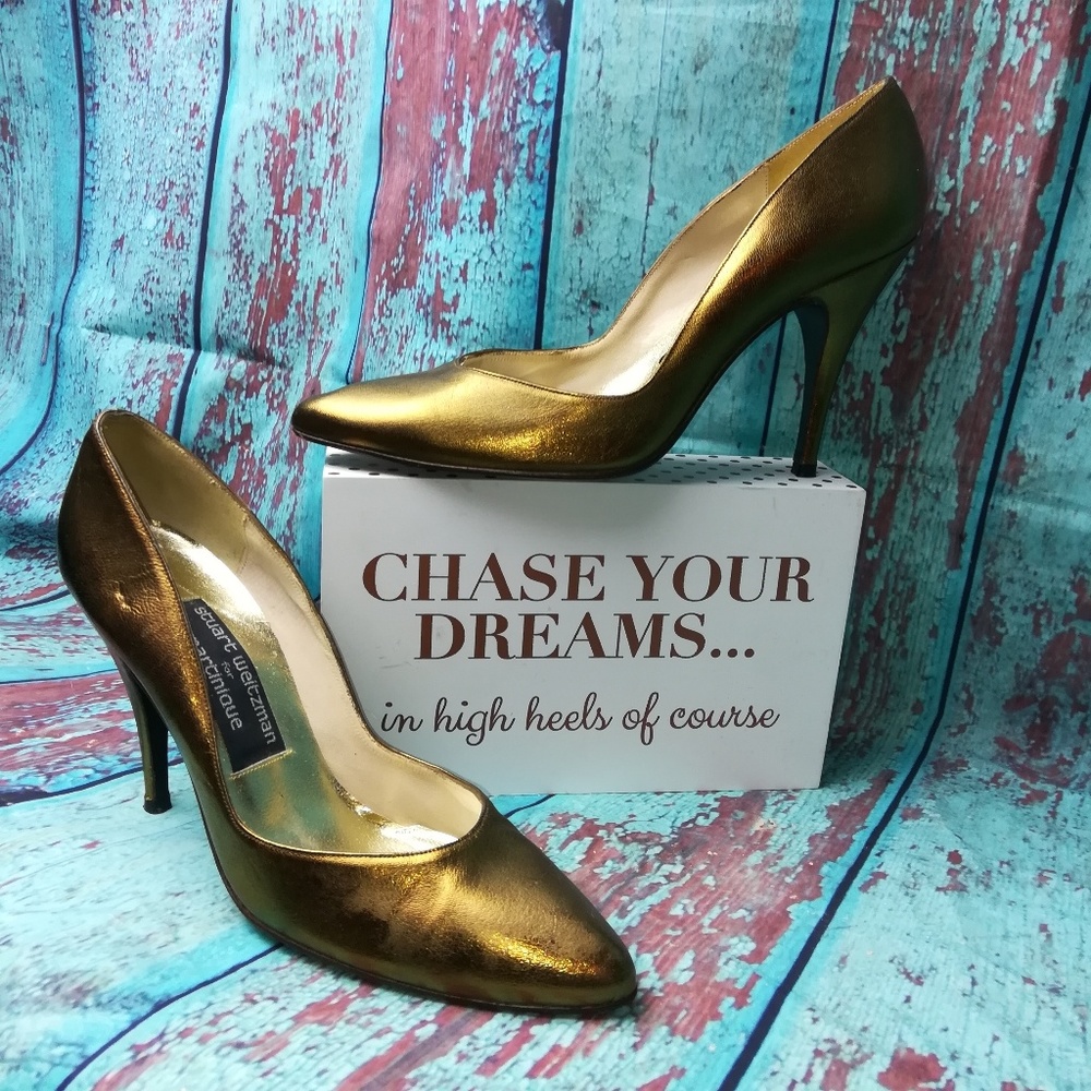 Stuart Weitzman Vintage metallic Barbie pumps